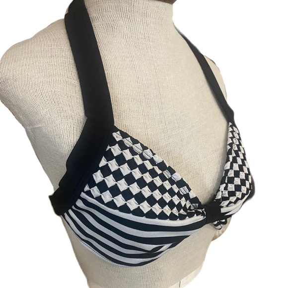 Kenneth Cole Reaction bathing suit top black white Medium - Picture 2 of 9